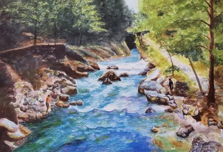 Divja voda (akvarel 31x47 - 2023) S. Zdovc